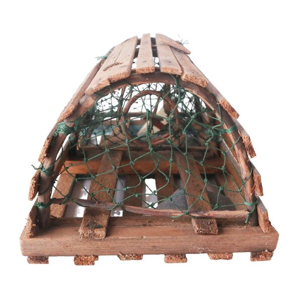 Vintage Miniature Lobster Trap Handmade Wood Nautical Decor Ocean Decor Mini - Picture 2 of 7